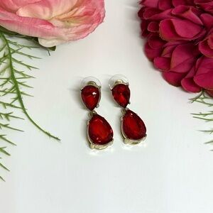 NEW⚜️Ruby Red Crystal Drop Earrings